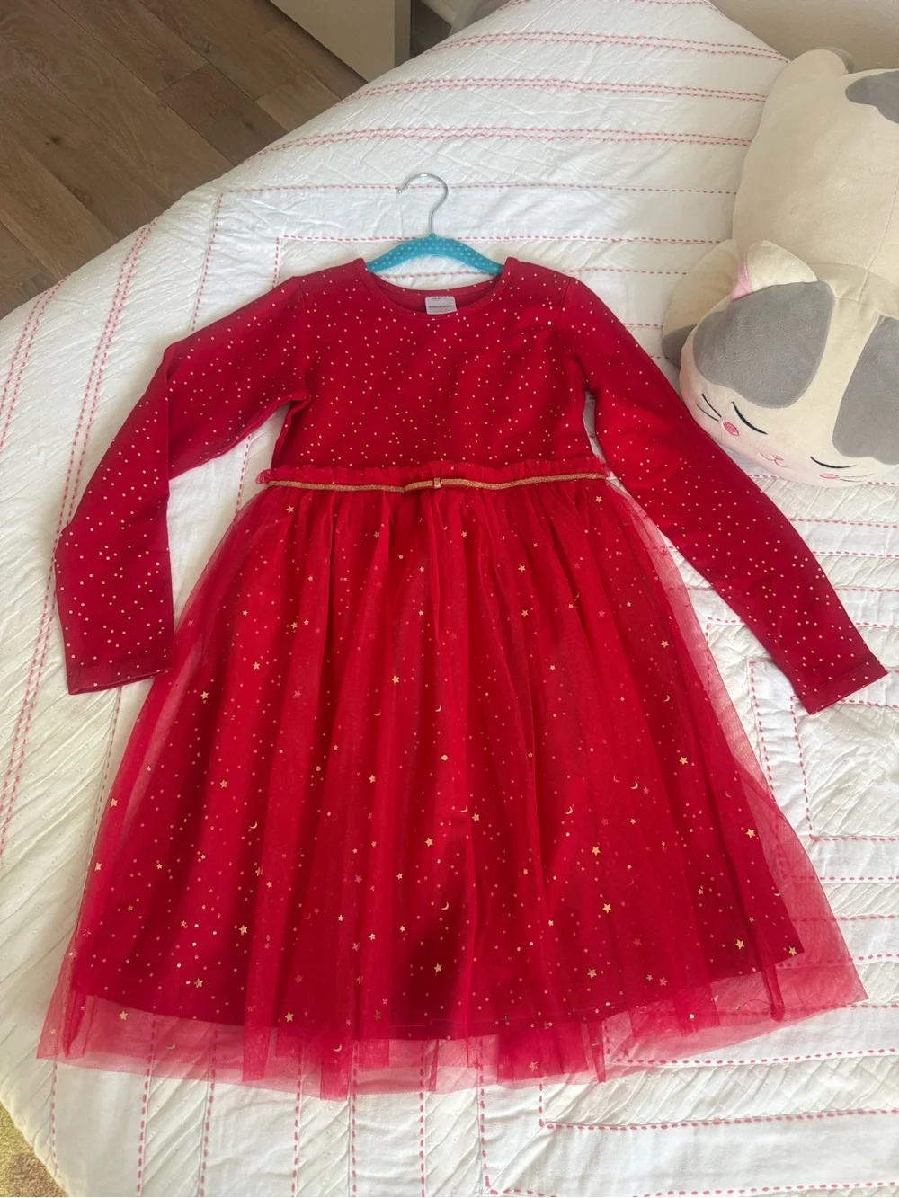 Hanna Andersson Red Gold Star Tulle Holiday Dress Size 130 / 8-10